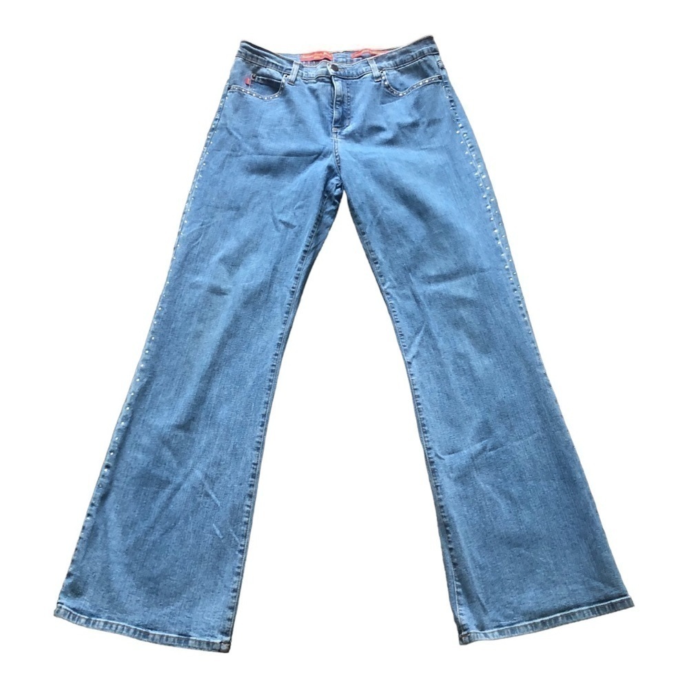 NYDJ Not Your Daughters Jeans Tummy Tuck Stretch Denim Rhinestones Sz 14